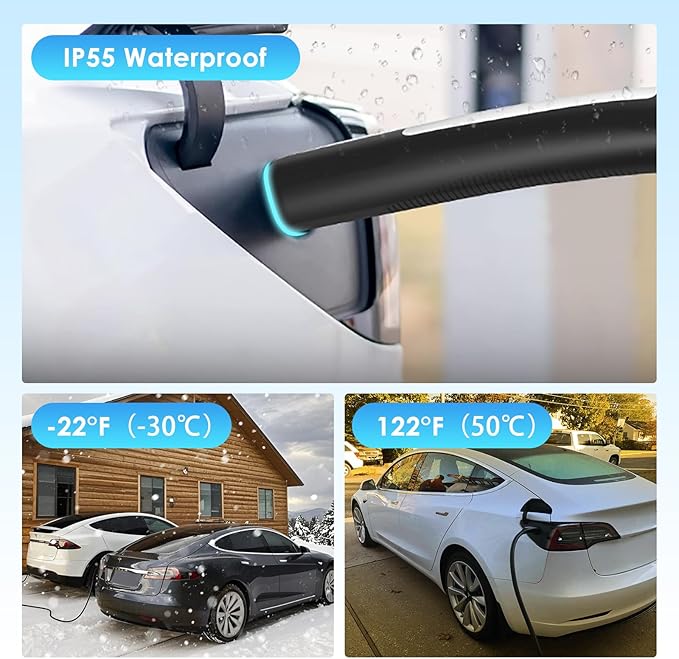 NACS Extension Cable Cord, Charging Extension Cable for Tesla, 21ft 40A 240V 9.6Kw, Compatible with Tesla & NACS Level 1 & Level 2 Mobile Charger Wall Connector for Model Y/X/3/S/Cyber-truck