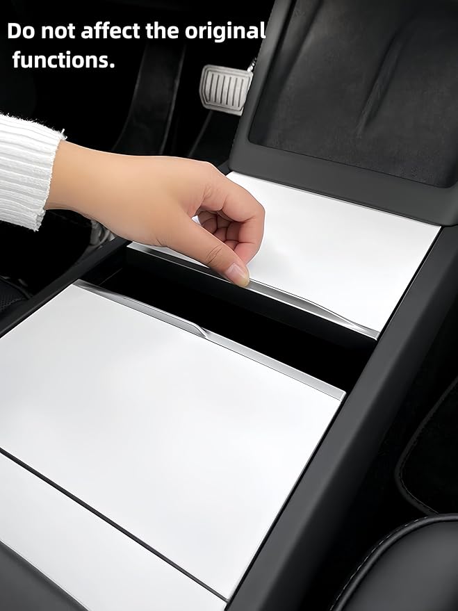 frani Center Console Wrap (White Edition) Designed for Tesla Model 3 Highland 2024-2026/Model Y Juniper 2025-2026,Tesla Center Console Cover for Model 3/Y Refresh
