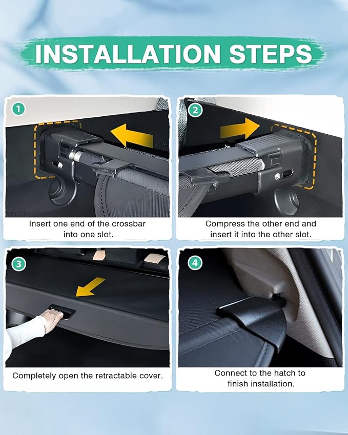 Powerty Cargo Cover for 2016-2020 Kia Sorento, Trunk Cover Retractable Trunk Shielding Shade for Kia Sorento Accessories Cargo Luggage Cover No Gap (with Extra Flaps)