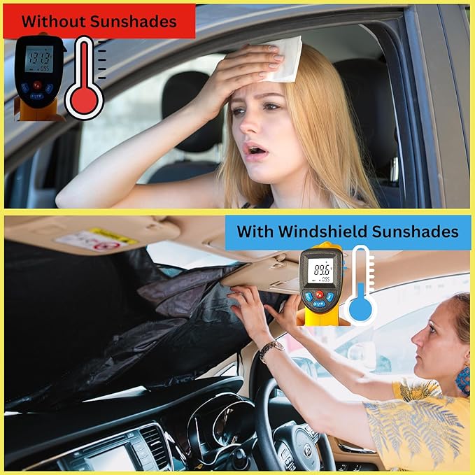 Windshield Sun Shade -Certified 99.87% UVB & 99.02% UVA Car Sun Shade. Award Winning Sunshade for Car Windshield with Patented Technology | Toyota RAV4 (2019-2026) | Car Window Shades by Kinder Fluff