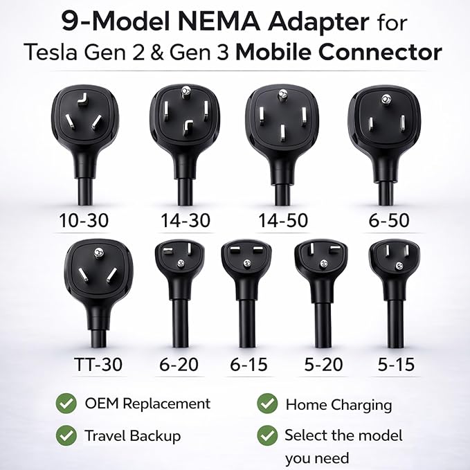 for Tesla NEMA 14-50 Adapter, Tesla Mobile Charger Adapter for Gen 2 and 3 ONLY, 240V Plug & 14-50 Outlet at 32 Amp 15-Inch