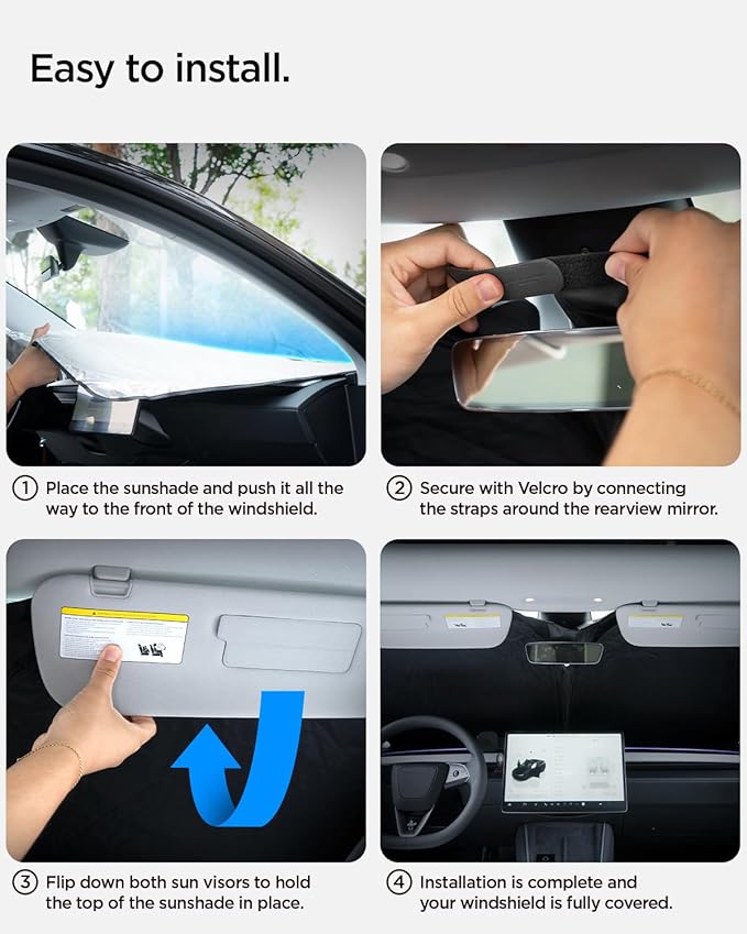 Spigen Triple-Coated CryoShade Front Windshield Sunshade (Reinforced Velcro Strap) Designed for Jeep Wrangler JL 2025-2018 & Gladiator 2025-2020