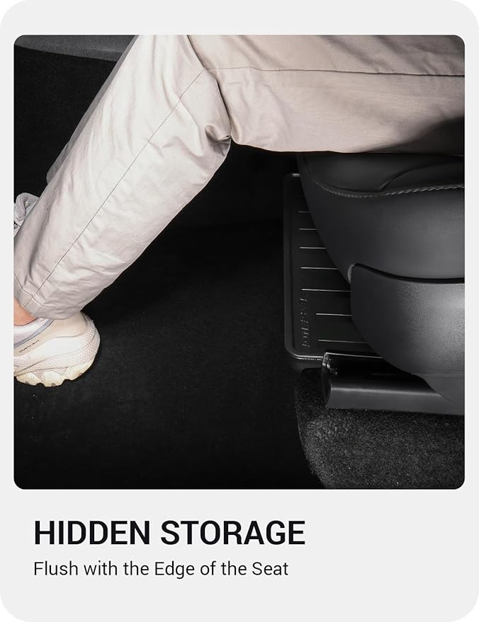 BASENOR 2Pack Tesla Model Y Under Seat Storage Box, Waterproof Hidden Storage Underseat Organizer with Lid Cover Tray for 2020-2024 Model Y Accessories