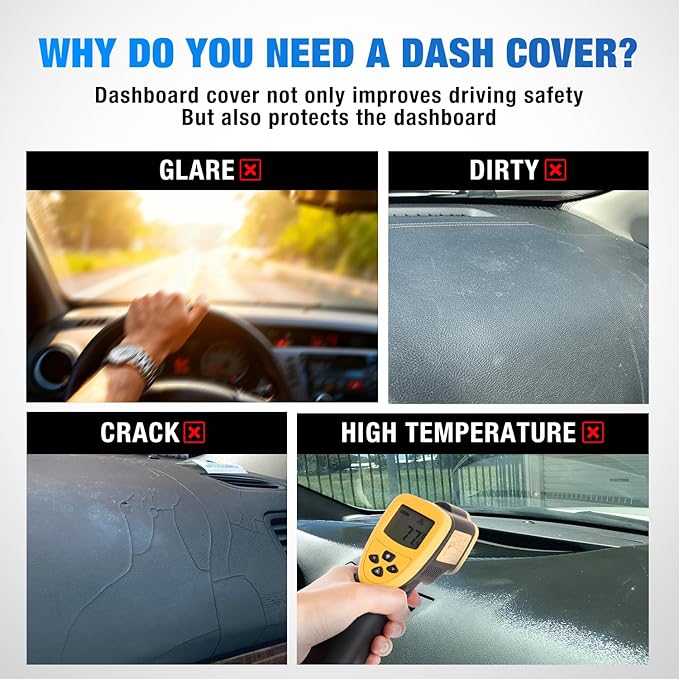 Nilight Dash Cover for Tesla Model 3/Y, Custom Fit Suede Interior Shield Decorative Non‑Slip Mat Dashboard Sunshade Glare Protector Accessorie