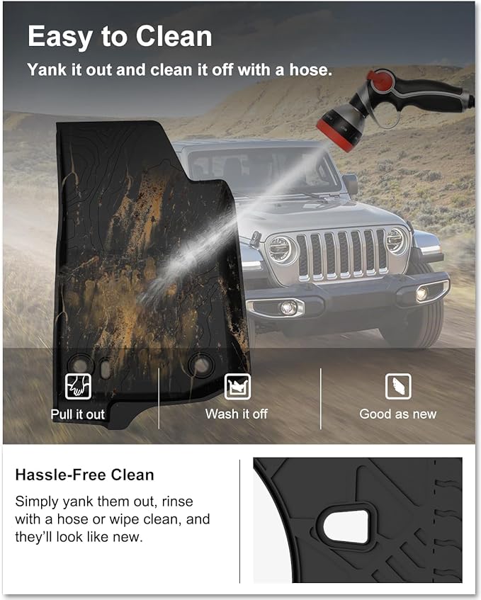 KIWI MASTER Floor Mats for 2018-2026 Jeep Wrangler JL 4-Door, OEM Replacement 82215203AE, Custom Fit All Weather Car Mats, Heavy Duty TPE Floor Liners, Front & Rear 2 Row, Black