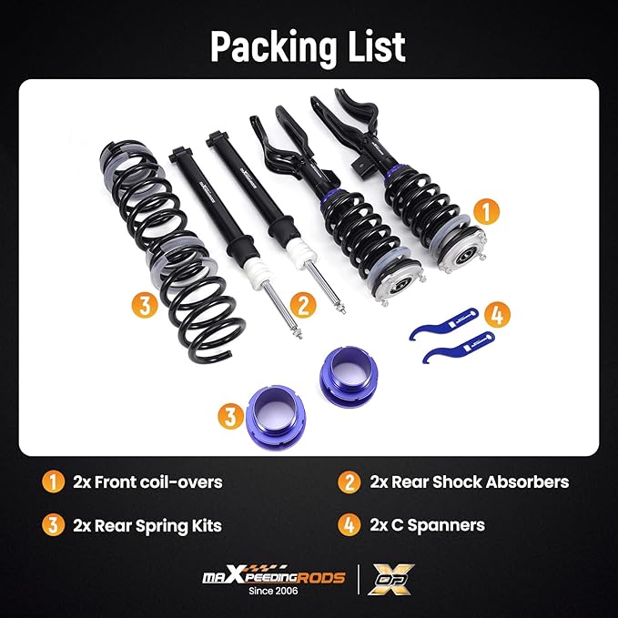 maXpeedingrods Coilover for Tesla model Y 2020+ AWD, Preset Damping Shock Absorber Struts Coilovers Suspension Kit, Black