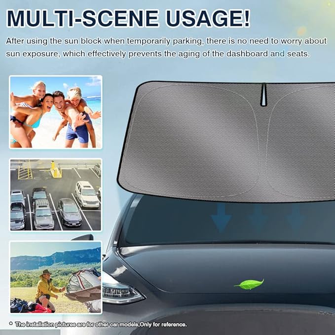Karltys Front Windshield Sun Shade for 2011-2021 Jeep Grand Cherokee, Window Sunshade Cover Custom Fit Grand Cherokee, Foldable Sun Visor Protector Blocks Heat UV Rays Keep Your Car Cool