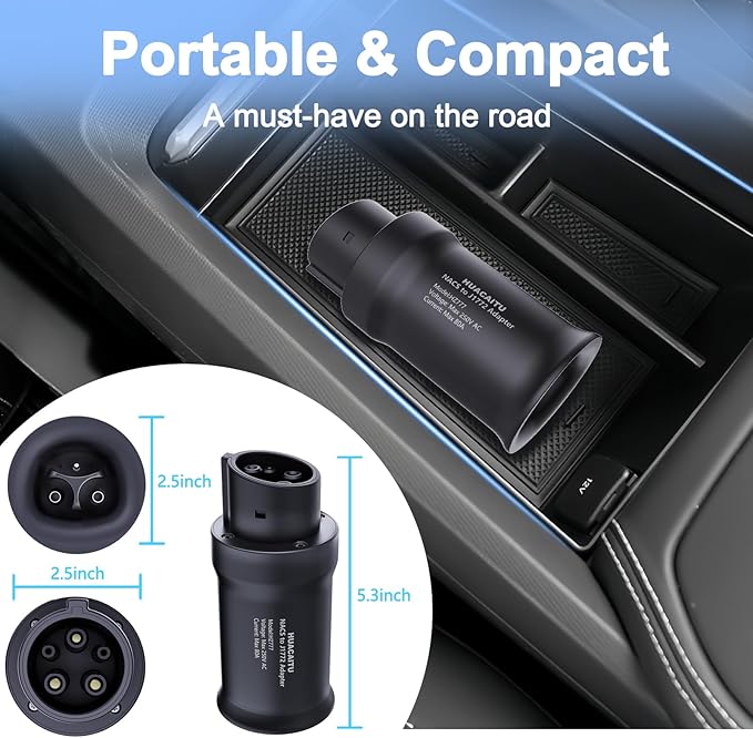 Tesla to J1772 Adapter, NACS to J1772 EV Charger Adapter Up to 80A 250V, for Tesla Charging station, High Power Wall Connector/Destination Chargers/Mobile Connectors, J1772 EVs Accessories for Travel