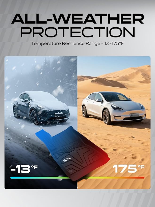 YHTAUTO for Tesla Model 3 Floor Mats 2020 2019 2018 2017 (Before June 2020), All Weather TPE Car Mats, Front Rear Trunk Mat Cargo Liner Storage Mat, Anti-Slip Waterproof Odorless
