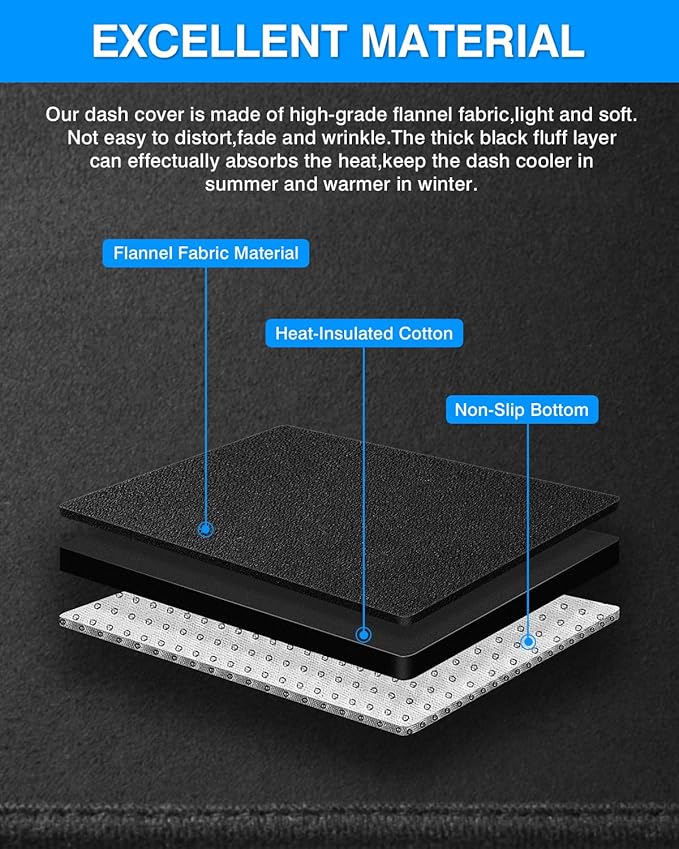 Autorder Dashboard Cover Mat fit for 2017-2024 Volkswagen VW Tiguan Accessories Dash Cover Flannel Dash Mat Sunshade Glare UV Rays Protector