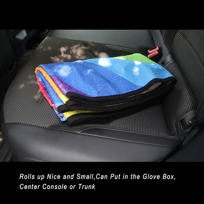 Car Seat Cover Protector Front Seats,for Gym Workout,Running,Swimming,Beach and Hiking,Waterproof Sweat Towel Bucket Seat Covers for Cars SUV Trucks (Rainbow, 2Pcs)