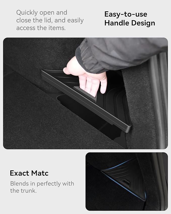 for Tesla Model Y Juniper Accessories (2025-2026) Trunk Storage Bins,Rear Trunk Organizer TPE Waterproof Trunk Storage Bins Side Box with Lids for Tesla Interior Accessories