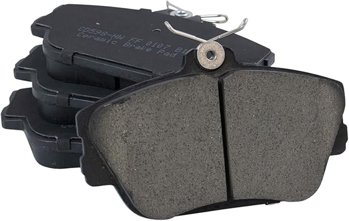 TRQ Front Brake Pads Ceramic Hardware Compatible with 1994-2007 Ford Taurus 1996-1997 Thunderbird 1995-2002 Lincoln Continental 1993-1998 Mark VIII 1996-1997 Mercury Cougar 2001-2005 Sable