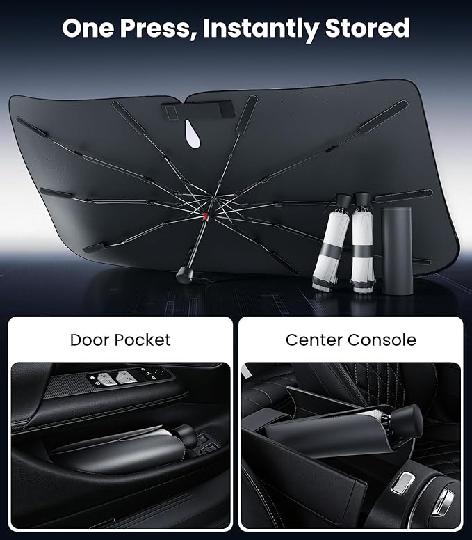Zanch 2026 Upgraded Windshield Sun Shade Umbrella: Custom Fit for Toyota RAV4 2017-2026 Front Window Sunshade, Block UV Rays & Keep Car Cool, 1:1 Scan for RAV4, No Gaps & No Scratches.