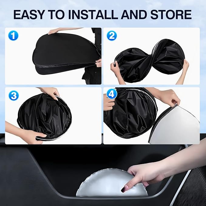 Sunsdrew Windshield Sun Shade for Toyota Tundra 2022-2025 Full Privacy Side Rear Window Shade Cover Kit Foldable Sun Visor Protector Blocks UV&Heat Tundra Interior Accessories(6PCS)