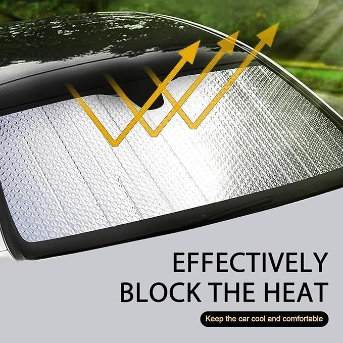 Accordion Foldable Windshield Sun Shade, Reflective Sunlight Highly Effective Cooling Heat Insulation Sunshade, Convenient to Stow Summer Accessories, Suitable for Most Cars (Silver #S)