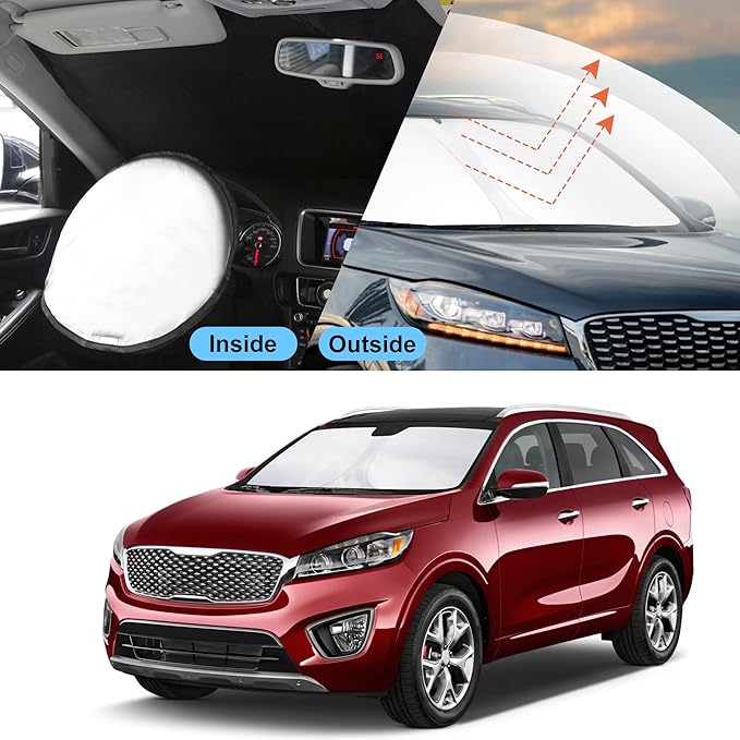 YYCKE Windshield Sun Shade Accessories Compatible with 2016-2020 Sorento for Kia Foldable Sunshade Sun Visor Blocks UV
