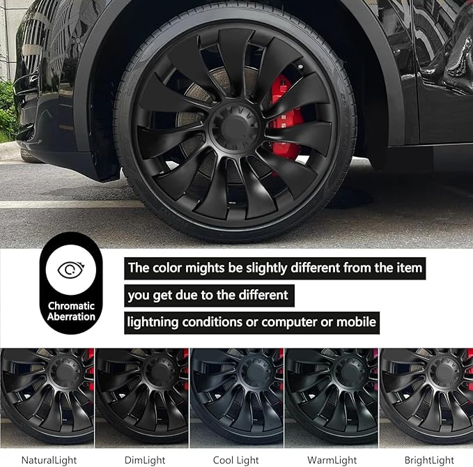 Wheel Rim Protect for Tesla Model Y 21" (2020-2024), Easy-Install Hubcaps Wheel Cover, Scratch-Resistant Car Tire Trim Rings, Stylish Design for Induction Wheels, Matte Black 4Pcs Model Y Accessories