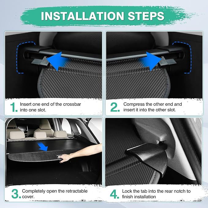 Powerty Cargo Cover for 2025 2026 Chevy Chevrolet Equinox & GMC Terrain Accessories Trunk Cover Retractable Trunk Shielding Shade Cargo Luggage Cover with Storage Cargo Net No Gap