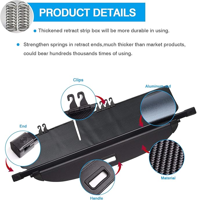 Powerty Cargo Cover Only Fit for Hyundai Tucson 2016 2017 2018 2019 2020 2021 Retractable Trunk Shielding Shade Cargo Luggage Cover Carbon Fiber Texture (Updated Version:no Gap)
