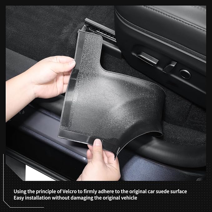 LUCKEASY 5PCS Door Sill Protective Cover for Tesla Model Y Juniper 2025 2026 Front & Rear Door Threshold Strip & 2nd Row Seat Lower Protector Anti-dust Pads for Model Y Juniper Accessories Black TPE