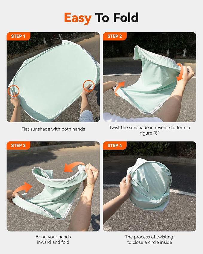 WOLFBOX Double-Layer Car Windshield Sun Shade Tesla Model Y/Model 3-Foldable Vinyl Coated Front Window Sunshade, UV Blackout&Heat Visor Protector Model Y Juniper/Model 3 Highland(56.30''L*37''W)