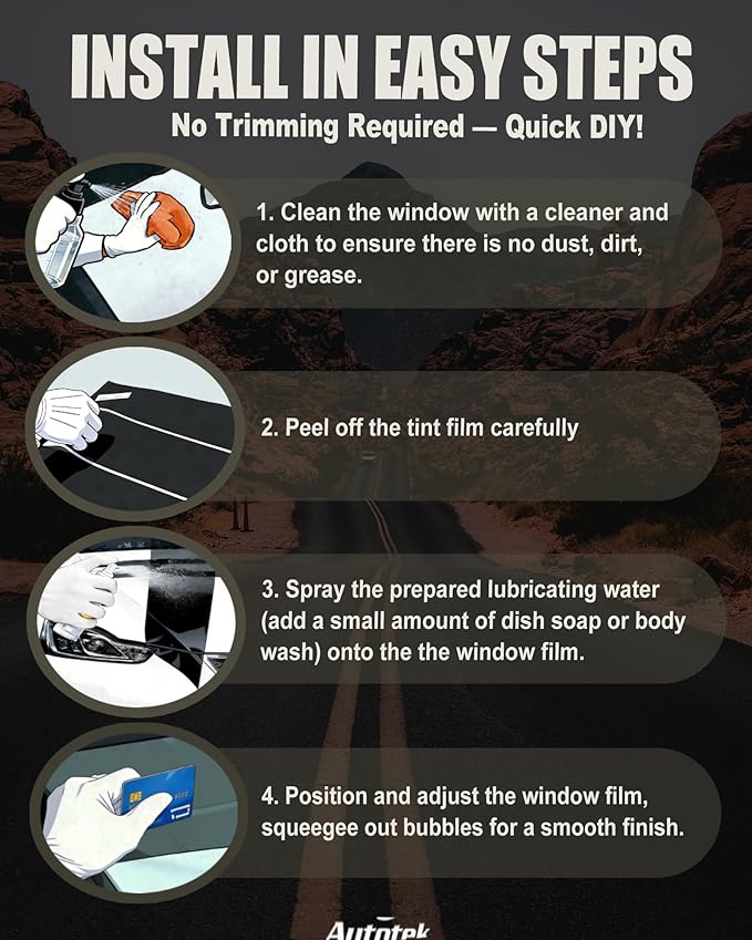 AUTOTEK Precut Windshield Tint Strip for Tesla Model Y 2025-2026, 2Ply Anti-Glare, Heat Blocker & UV Protection Sun Strip Tint Shade for Car Windows, Computer Cut Out, DIY Friendly