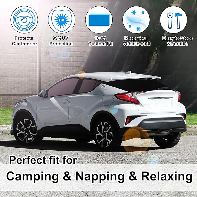 6PCS YYCKE Window Shades for CHR 2018-2023 CH-R for Toyota Accessories Side Full Windows Windshield Sun Shade Sun UV Rays & Privacy Protection for Camping,Napping,and Relaxing