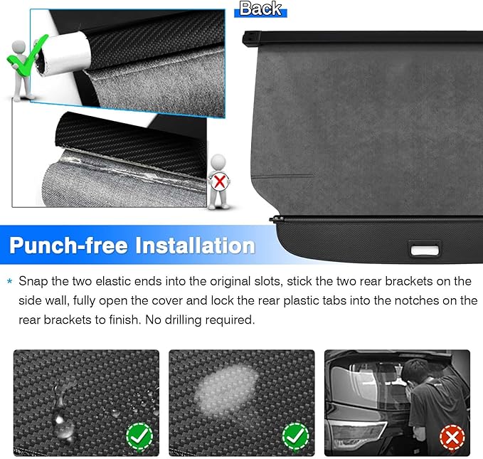 Powerty Cargo Cover for Mitsubishi Outlander 2014-2020 (Manual Liftgate Only) Trunk Cover Retractable Rear Shield Shade (Not for Electric Liftgate or Outlander Sport)
