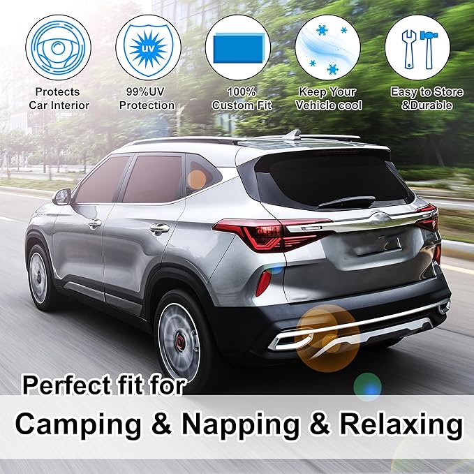8PCS YYCKE Window Shades for Seltos 2021-2024 for Kia Accessories Car Side Full Windows Rear Triangular Windshield Sun Shade Sun UV Rays & Privacy Protection for Camping,Napping,and Relaxing