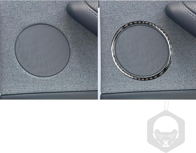 Car Rear Horn Speaker Frame Sticker Carbon Fiber Sticker Car Interior Trim Compatible with Tesla Model 3 2024 2025 Accessories Decorative Sticker Car Speaker Ring