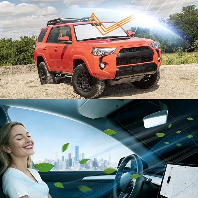 Windshield Sun Shade Fit for Toyota 4Runner 2010-2024 2025 Accessories Foldable Front Window Sunshade Sun Protection Keeps Car Cool