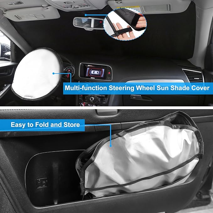Windshield Sun Shade Custom Fit for 2008-2015 Subaru Impreza WRX/WRX STI Accessories Foldable Sunshade Sun Blocker Protect Car from Sun Rays & Heat Damage Keep Car Cooler