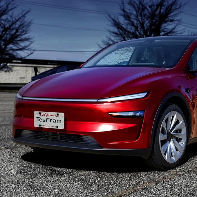 2026 Tesla Model Y Juniper Front License Plate Holder - Paint-Safe & Lockable & No Block Camera Visibility, No Drill License Plate Mounting Kit with Anti-Theft Features