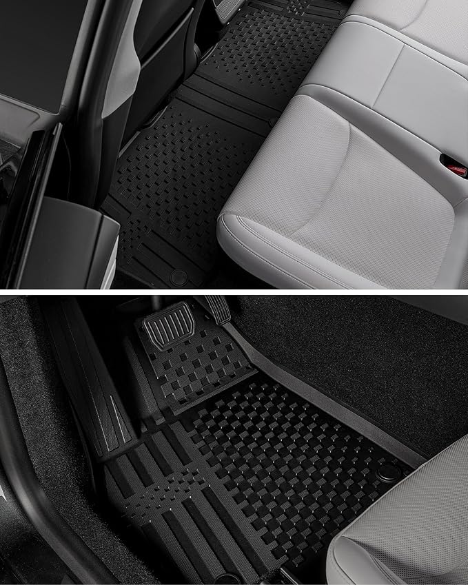 3W Tesla Model Y Juniper Floor Mats(Not for Standard), Front Rear Cargo Liner & Seatback Protector, Custom Fit 2025 2026 Model Y Acecessories, TPE All Weather Odorless Non-Slip