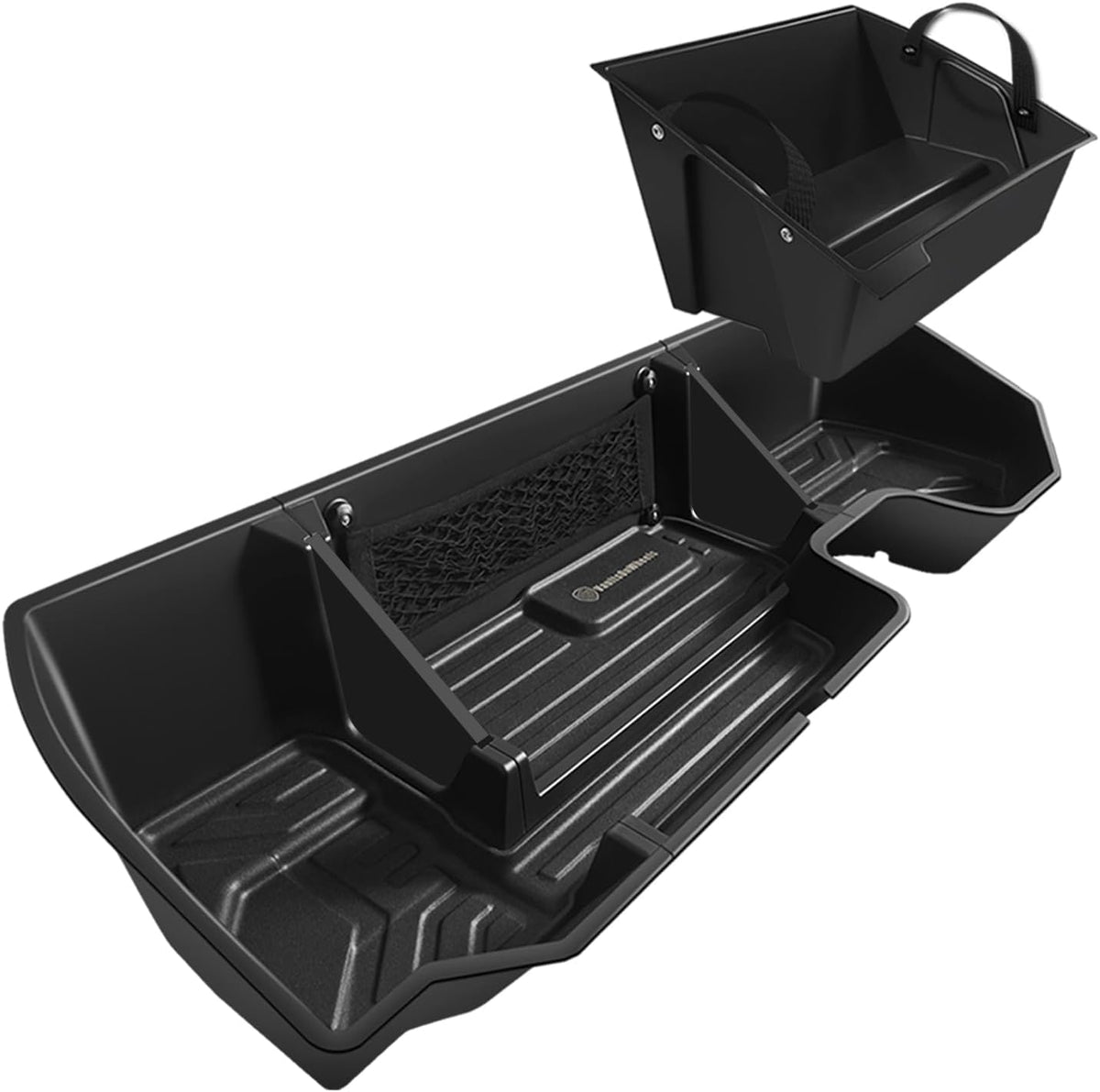 under Seat Storage Box Fit for 2019-2026 Chevy Silverado 1500/2500/3500HD (Not for Rear Kicker Subwoofer), Console Organizer Truck Tool Box Detachable Underseat Organizer W/Tpe Mats