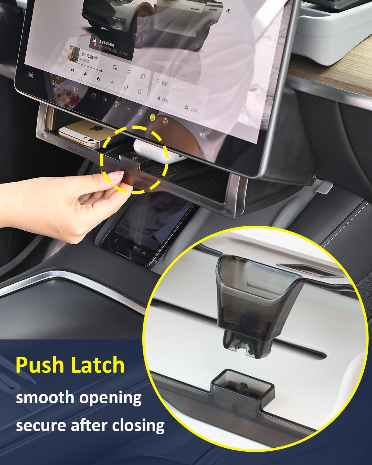 Hidden under Screen Storage for Tesla Model Y Model 3 Accessories 2020-2026