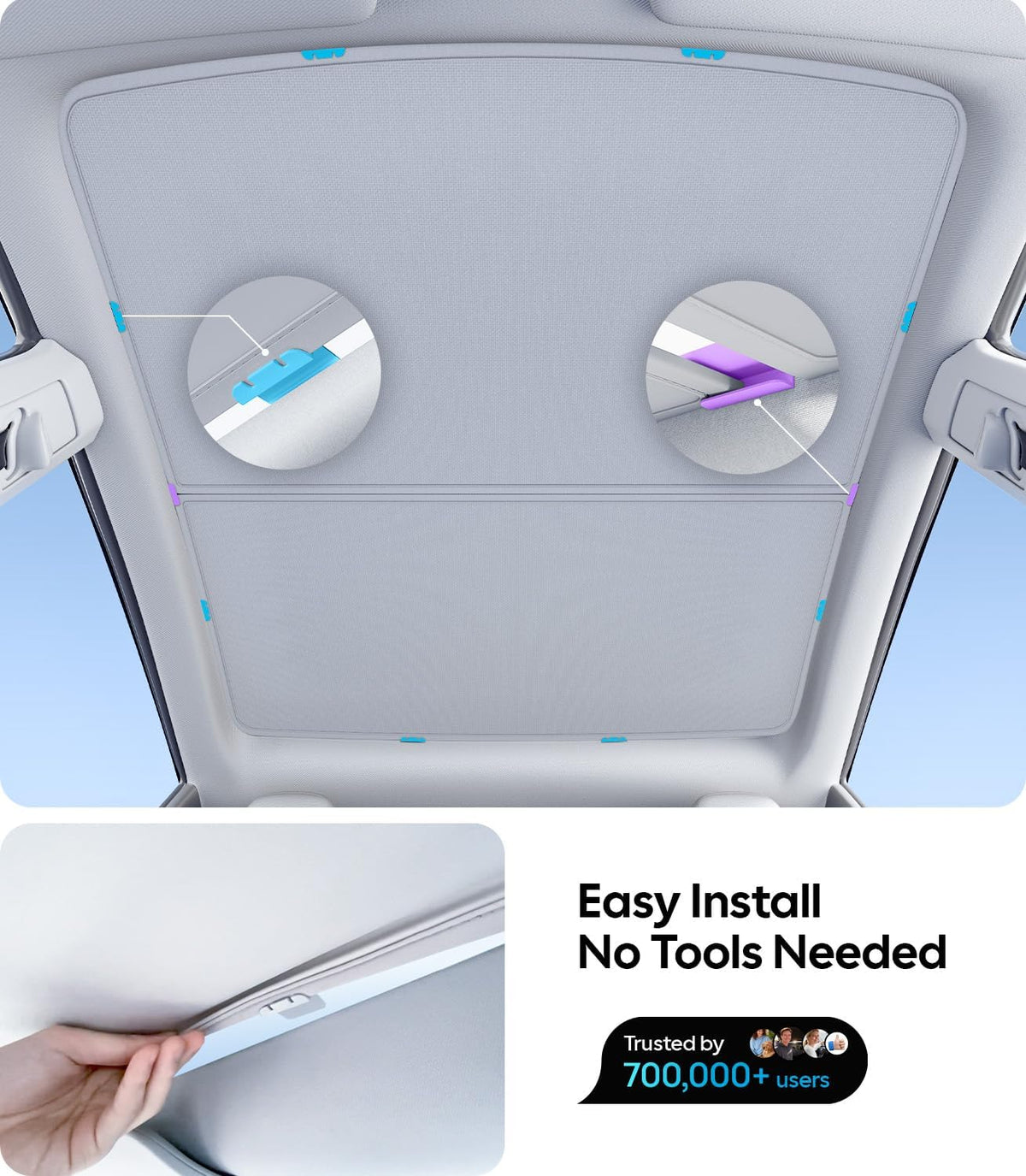 for Tesla Model Y Accessories Sunshade Roof, Interior Gray