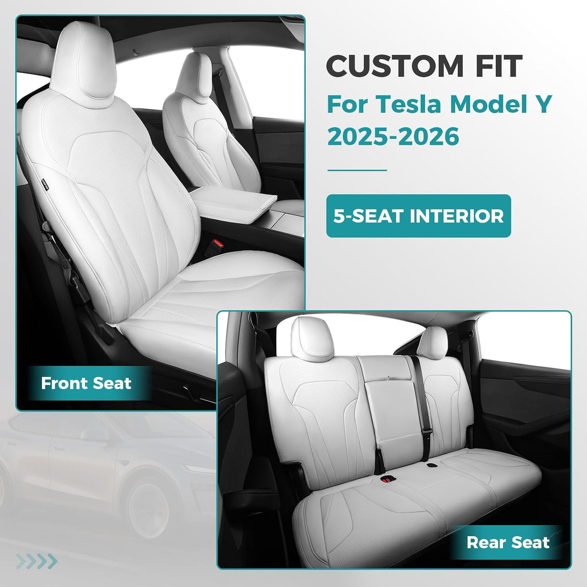 Custom for Tesla Model Y Juniper Seat Covers 2025-2026 White