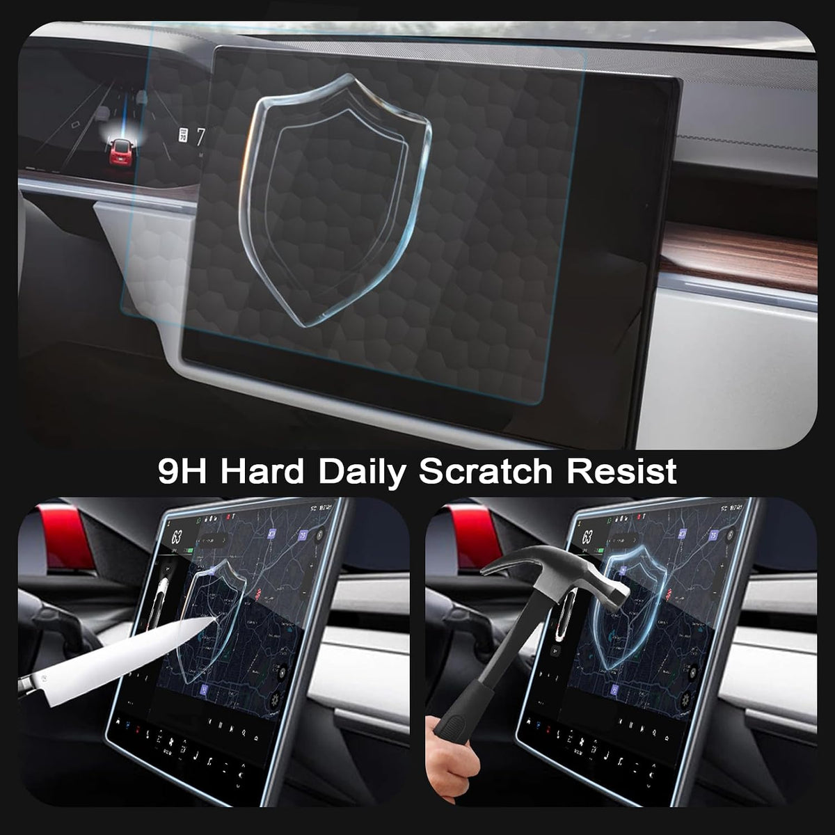 Glossy HD Tempered Glass Screen Protector for 2026 Tesla Model Y Juniper (Premium/Performance), 16In+8In Screen, Scratch Resistant, Alignment Installation Kit, Perfect for Daily Driving