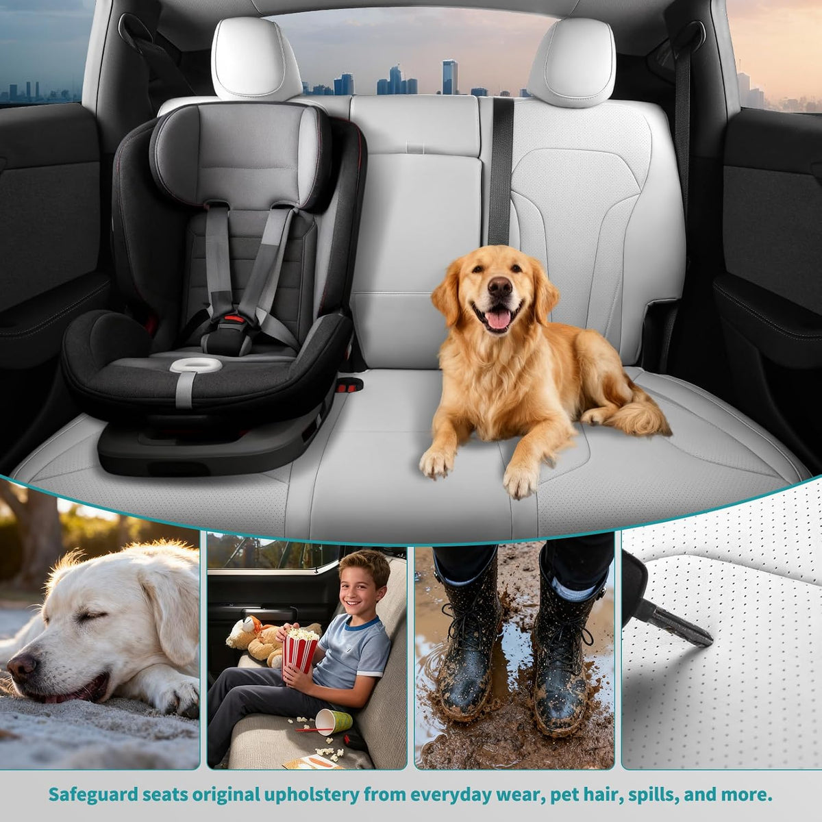 Custom for Tesla Model Y Juniper Seat Covers 2025-2026 White