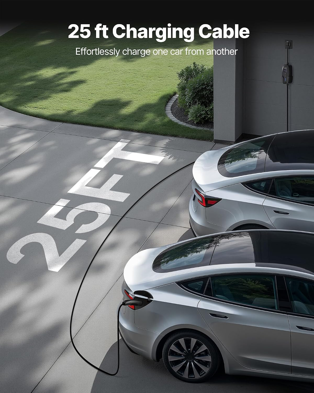 Level 2 Tesla Charger, 40 Amp Adjustable Current, 240V Portable Home Electric Car EV Charger with 25 Ft Charging Cable, NEMA 14-50P Plug, LCD Display, NACS Connector, for Tesla Model Y/X/3/S