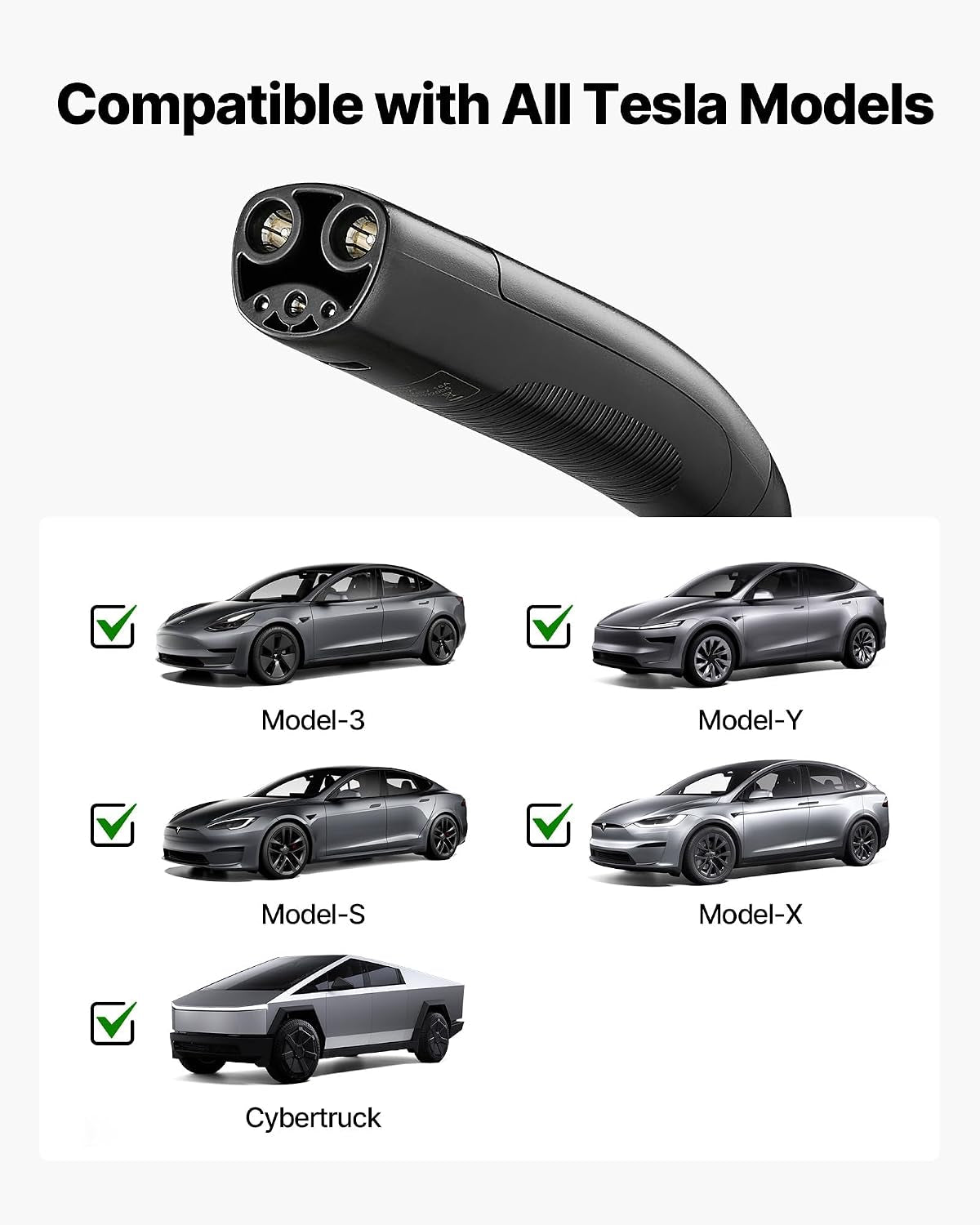 Level 2 Tesla Charger, 40 Amp Adjustable Current, 240V Portable Home Electric Car EV Charger with 25 Ft Charging Cable, NEMA 14-50P Plug, LCD Display, NACS Connector, for Tesla Model Y/X/3/S