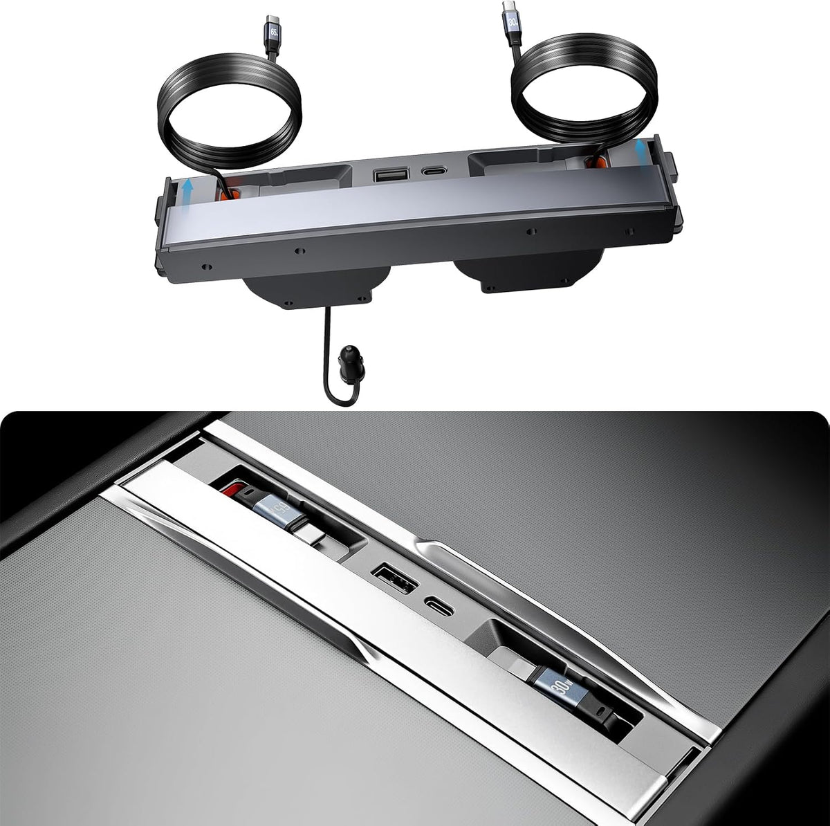 4-In-1 Phone Charger USB Hub Center Console Docking Station for Tesla