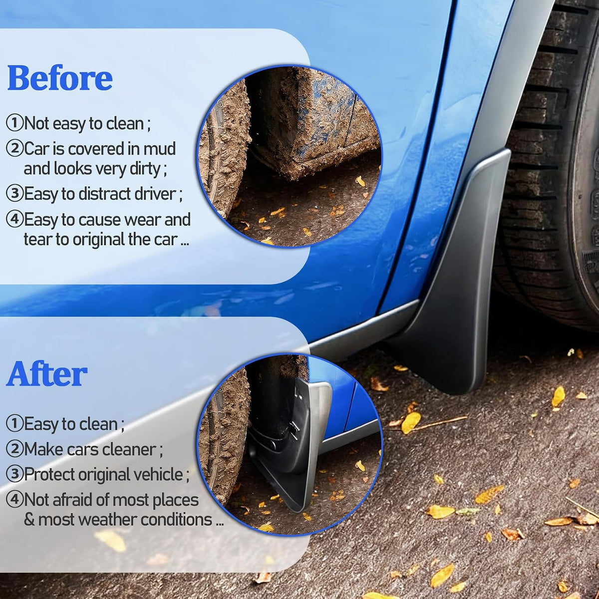 Mud Flaps for 2025-2026 Tesla Model Y Juniper, Black, Set of 4