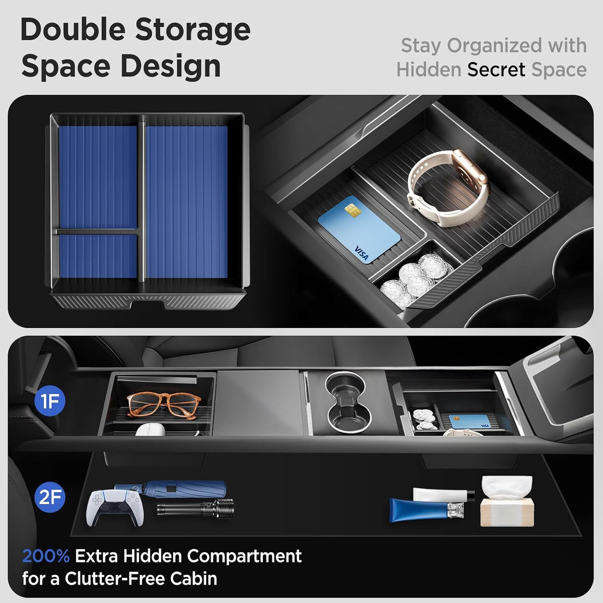 8PCS Console Organizer for Tesla Model Y/3 Accessories