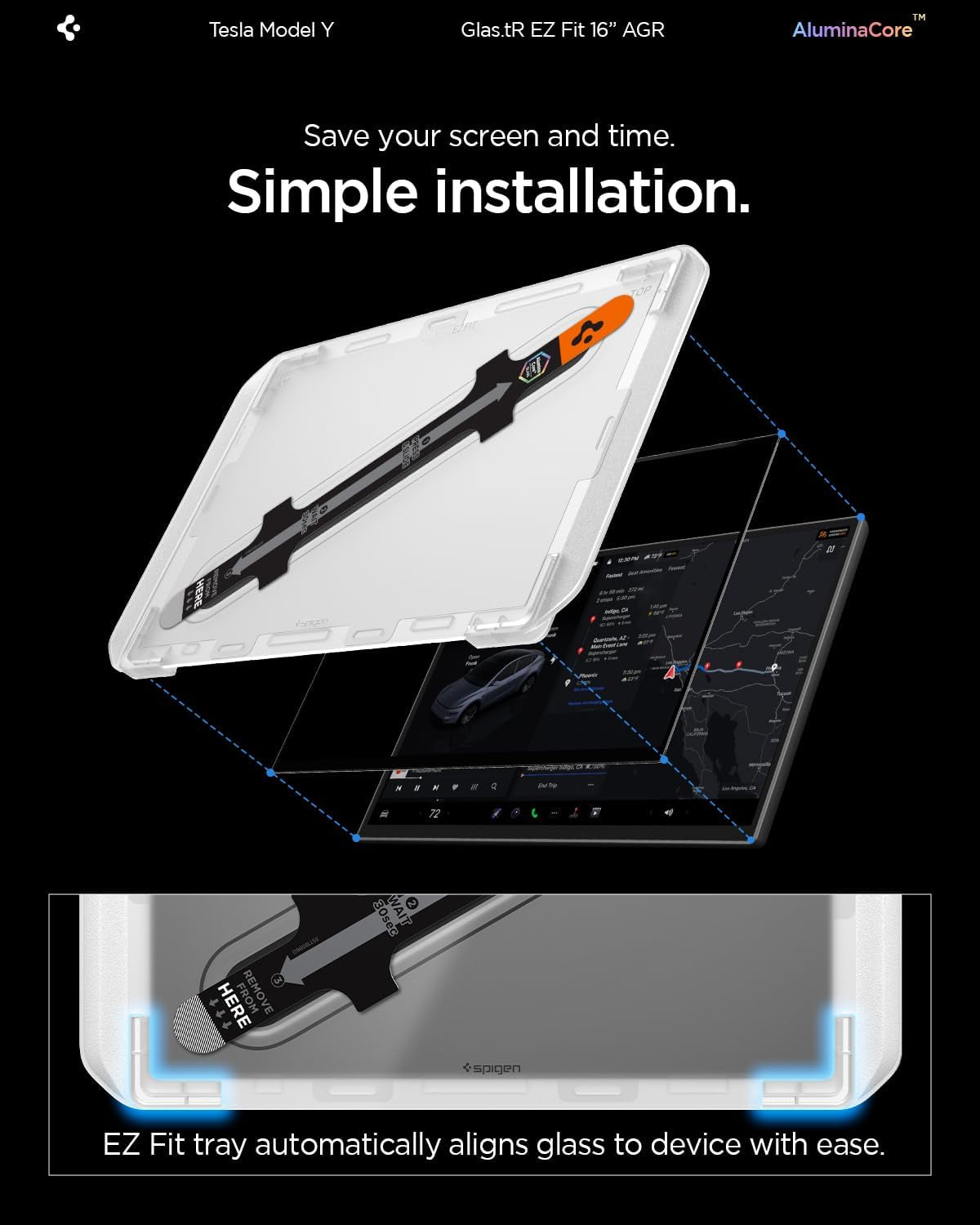 Glastr EZ FIT Screen Protector Matte Finish for Model Y (2026)