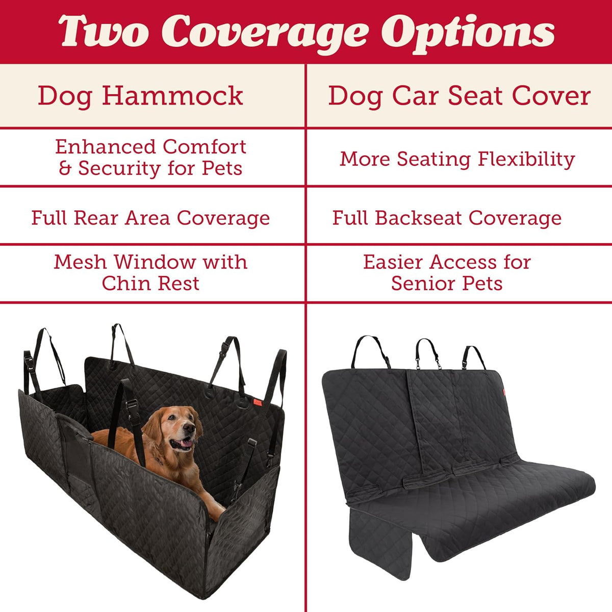 Dog Car Seat Cover - Waterproof Non-Slip Car Back Seat Protector - Rear Car Seat Cover for Dogs - Universal Fit for Sedans Trucks Suvs - Scratchproof Backseat Car Cover - Machine Washable