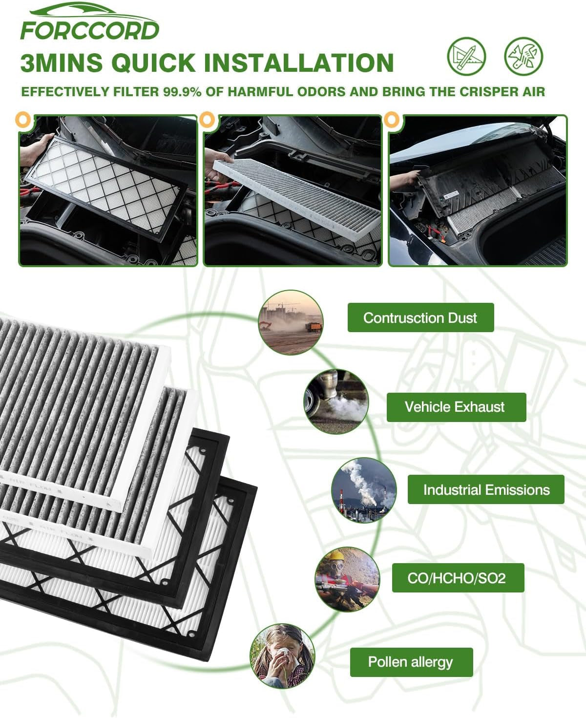 6-Pack HEPA Cabin Air Filter Kit Fits for Tesla Model Y 2020-2026