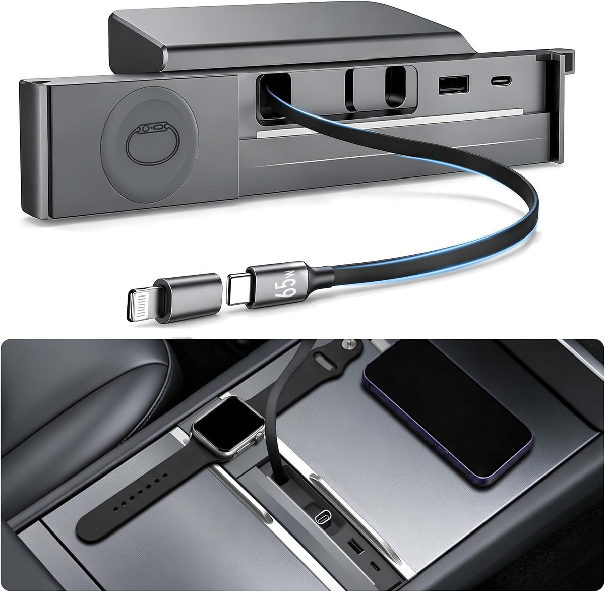 USB Hub Charger for Tesla Model Y Juniper&Model 3 Highland My 24-26